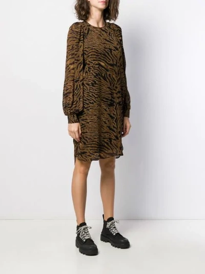 Shop Ganni Tiger-print Dress In Brown