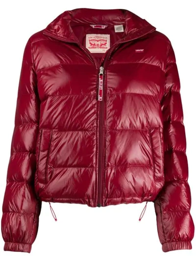 Levi's Francine High-neck Puffer Jacket In Red | ModeSens