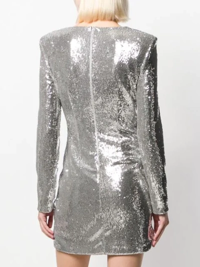 Shop P.a.r.o.s.h Sequin Wrap Mini Dress In 057 Silver