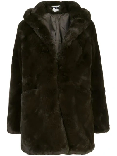 Shop Apparis Maria Hooded Faux-fur Coat In Green