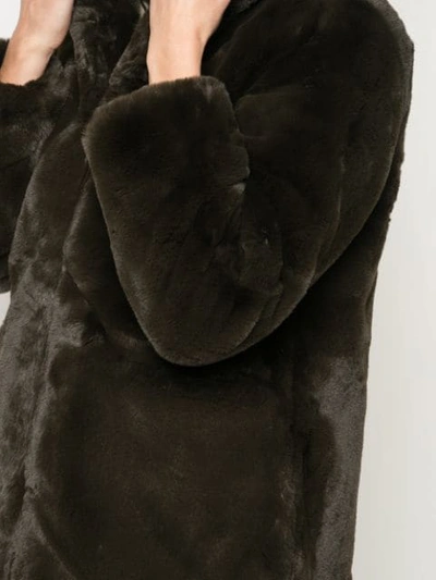 Shop Apparis Maria Hooded Faux-fur Coat In Green