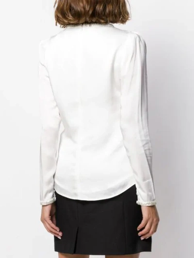 Shop Self-portrait Embellished V-neck Top In White