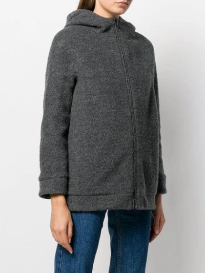 Shop Aspesi Knitted Hooded Jacket In Grey