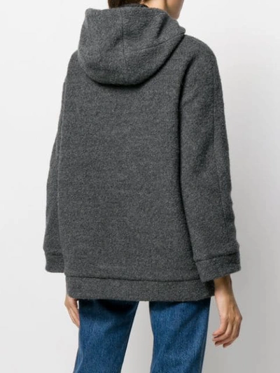 Shop Aspesi Knitted Hooded Jacket In Grey