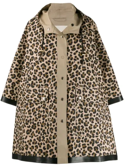 Shop Mackintosh Leopard Print Raincoat In Brown