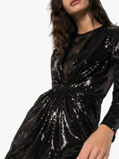 Shop Giambattista Valli Sequinned Lace Underlay Mini Dress In Black