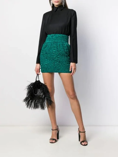 Shop Saint Laurent Ruched Mini Skirt In Green