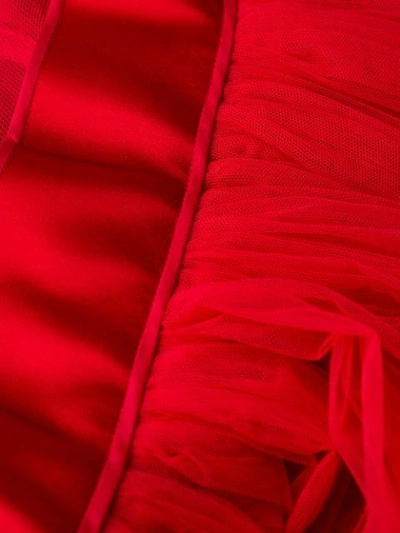Shop Dolce & Gabbana Bustier Tulle Midi Dress In R2254 Rosso Brillante