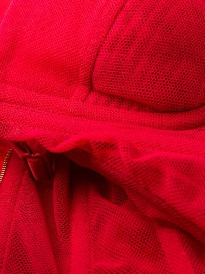 Shop Dolce & Gabbana Bustier Tulle Midi Dress In R2254 Rosso Brillante