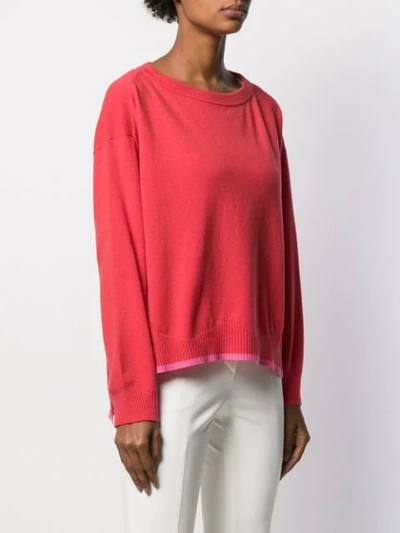 Shop Semicouture Two Tone Knit Jumper In Red