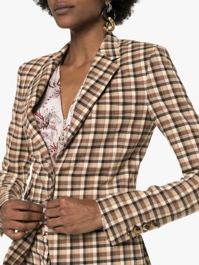 Shop Paco Rabanne Check-print Fitted Blazer In Neutrals