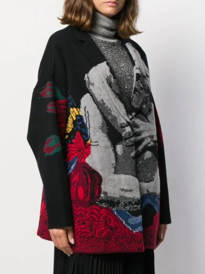 Shop Valentino Intarsia Oversized Cardigan In Black