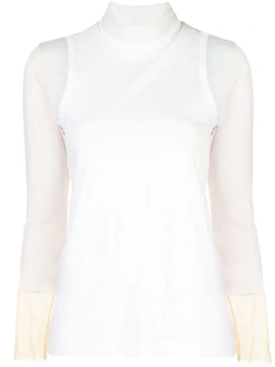Shop Toga Funnel Neck Patchwork Top In White