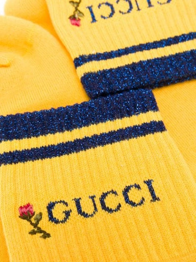 GUCCI 品牌标志针织袜 - 黄色