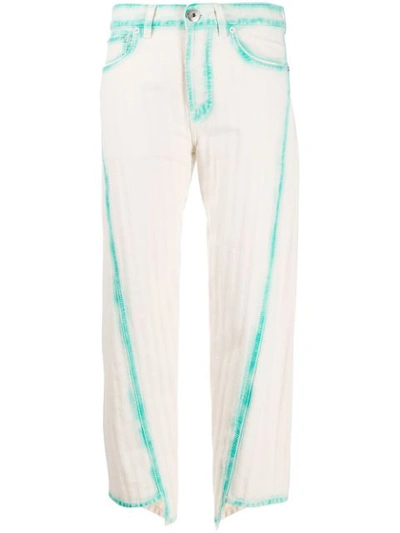 Shop Lanvin Asymmetric Cropped Jeans In White