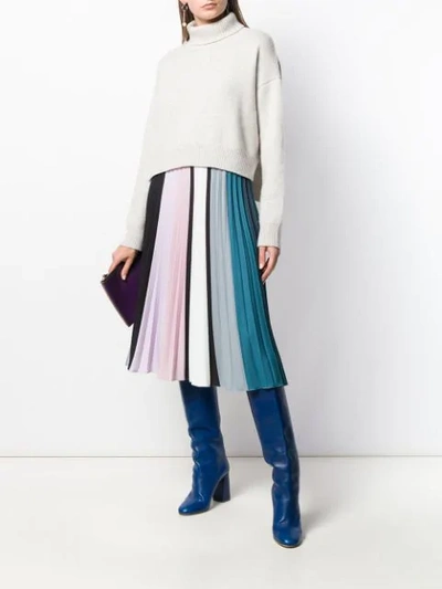 Shop Ssheena Colour Block Pleated Skirt In Blue