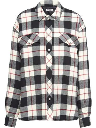 Shop Miu Miu Checked Shirt Jacket - Multicolour