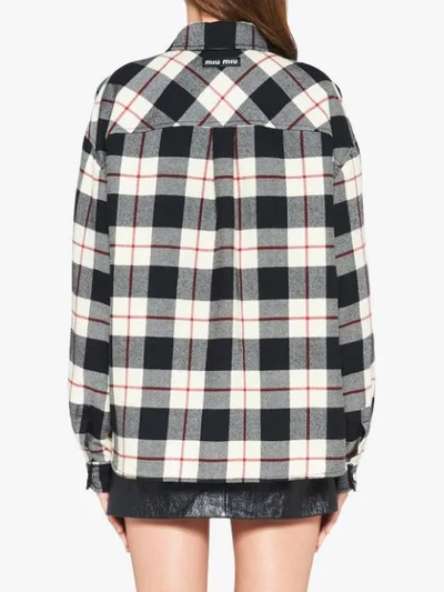 Shop Miu Miu Checked Shirt Jacket - Multicolour