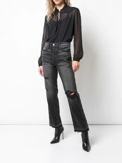 Shop Amiri Broken Side Stud Straight Jeans In Black