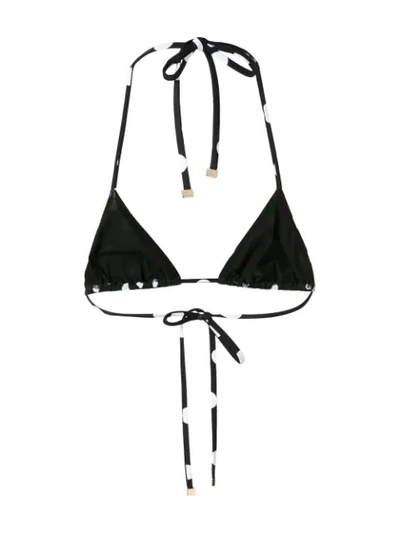 Shop Dolce & Gabbana Polka Dot Bikini Top In Black