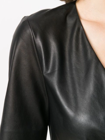 Shop Pinko Faux Leather Side Slit Dress In Black