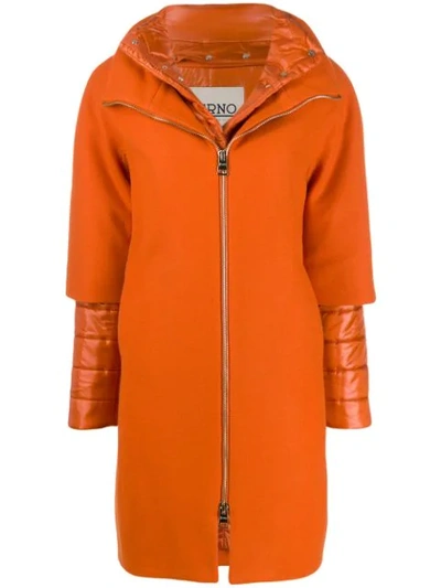 Shop Herno Layered Zip-up Coat In Orange