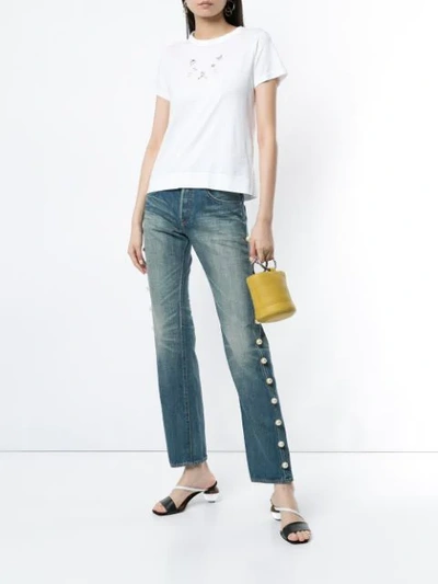 Shop Tu Es Mon Tresor Side Pearl Jeans In Blue