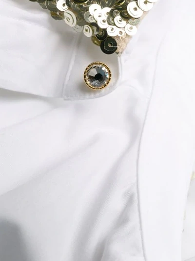 Shop Dolce & Gabbana Sequin Embroidered Poplin Shirt In White