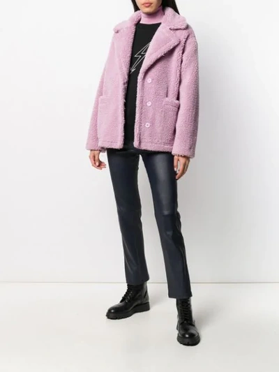 Shop Stand Studio Shearling-jacke Im Oversized-look In Pink