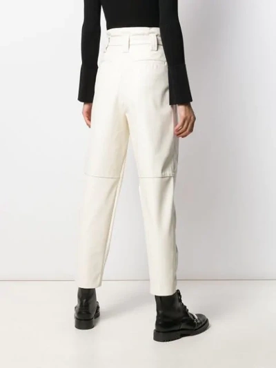 Shop Pinko High-waisted Belted Trousers In White
