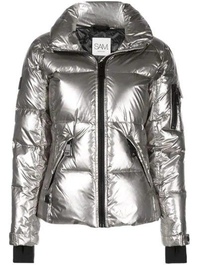 Shop Sam. Freestyle High-neck Puffer Jacket In Silver