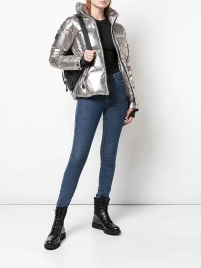 Shop Sam. Freestyle High-neck Puffer Jacket In Silver