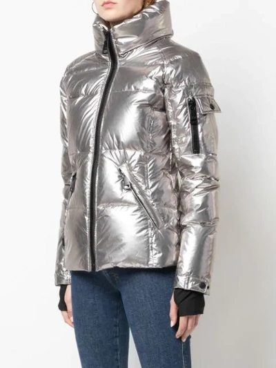 Shop Sam Freestyle High-neck Puffer Jacket In Silver