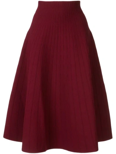 Shop Casasola High Waisted Ribbed Skirt In Red