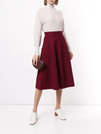 Shop Casasola High Waisted Ribbed Skirt In Red