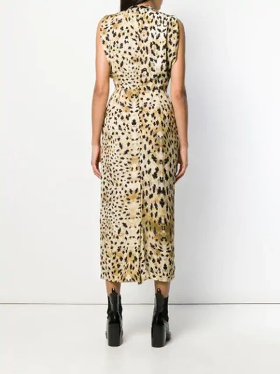 Shop Prada Animal Print Draped Dress - Braun In Brown