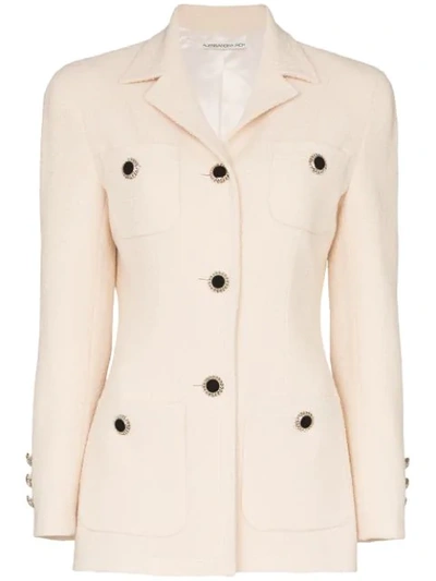 Shop Alessandra Rich Fitted Jacket In Neutrals