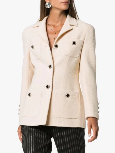 Shop Alessandra Rich Fitted Jacket In Neutrals