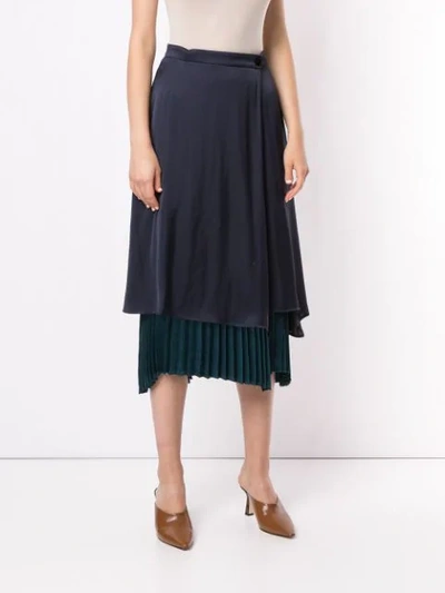 Shop Loveless Pleated Layered Skirt In Blue