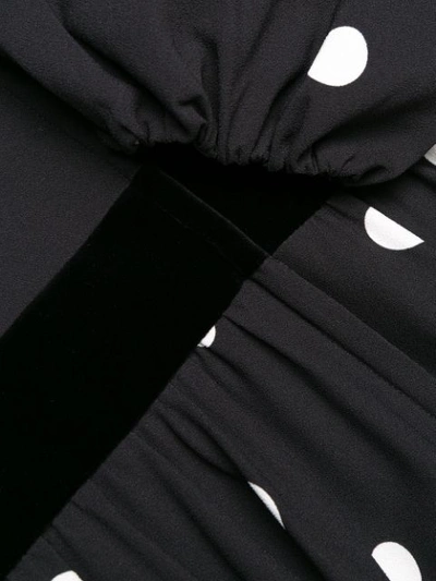 Shop Dolce & Gabbana Gepunktetes Kleid Mit Samtbesatz In Black