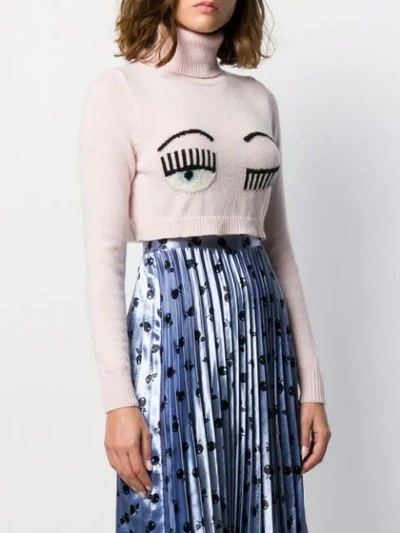 Shop Chiara Ferragni Embroidered Eye Lash Jumper In Pink