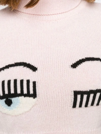 Shop Chiara Ferragni Embroidered Eye Lash Jumper In Pink