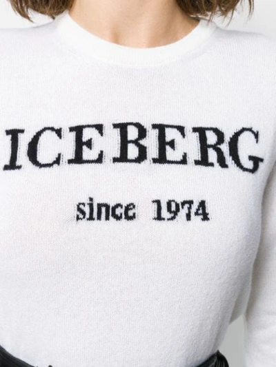 Shop Iceberg Cashmere Logo Knitted Jumper In White