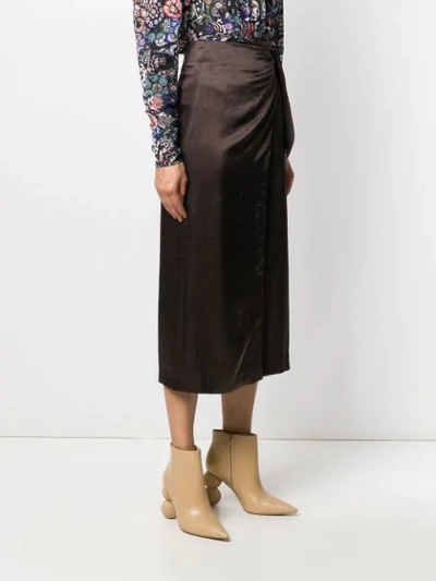 Shop Nanushka Amas Satin Sarong Skirt In Brown