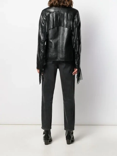 Shop Ermanno Scervino Fringed Leather Coat In Black