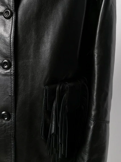 Shop Ermanno Scervino Fringed Leather Coat In Black