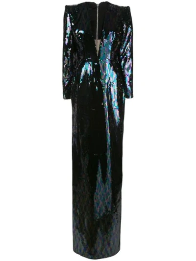 Shop Alex Perry Side-slit Maxi Dress In Black