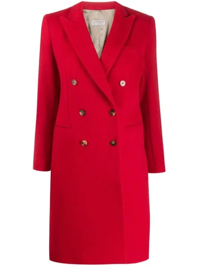 Shop Alberto Biani Double-breasted Coat In Red