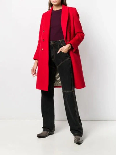 Shop Alberto Biani Double-breasted Coat In Red