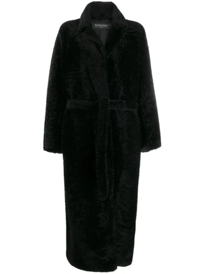 Shop Simonetta Ravizza Belted Shearling Coat In Black